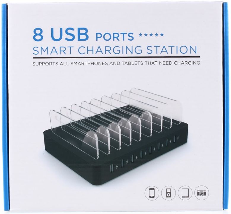 Universeel 96W Oplaad Station 8 Poort USB Oplader Zwart afbeelding 10