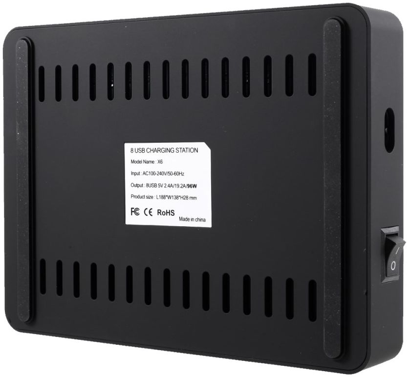 Universeel 96W Oplaad Station 8 Poort USB Oplader Zwart afbeelding 6