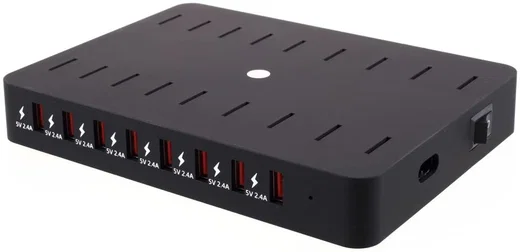 Universeel 96W Oplaad Station 8 Poort USB Oplader Zwart afbeelding 3