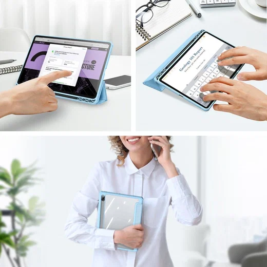 Dux Ducis Toby Samsung Galaxy Tab S7/S8 Hoes Tri-Fold Book Case Blauw afbeelding 7
