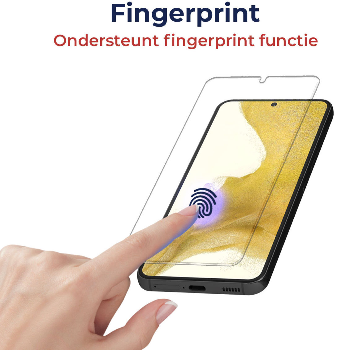 Rosso Samsung Galaxy S22 Tempered Glass Fingerprint en Case Friendly afbeelding 2