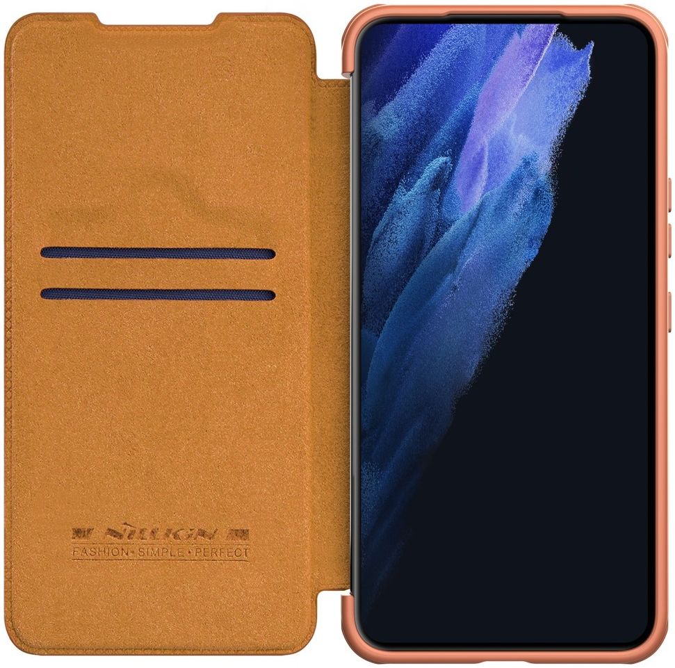 Nillkin Qin Samsung Galaxy S22 Plus Hoesje met Camera Slider Bruin afbeelding 1