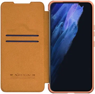 Nillkin Qin Samsung Galaxy S22 Plus Hoesje met Camera Slider Bruin