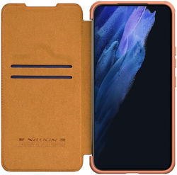 Nillkin Qin Samsung Galaxy S22 Plus Hoesje met Camera Slider Bruin afbeelding