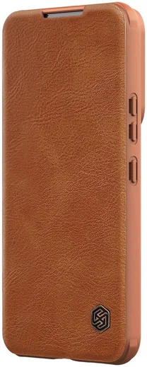 Nillkin Qin Samsung Galaxy S22 Plus Hoesje met Camera Slider Bruin afbeelding 16