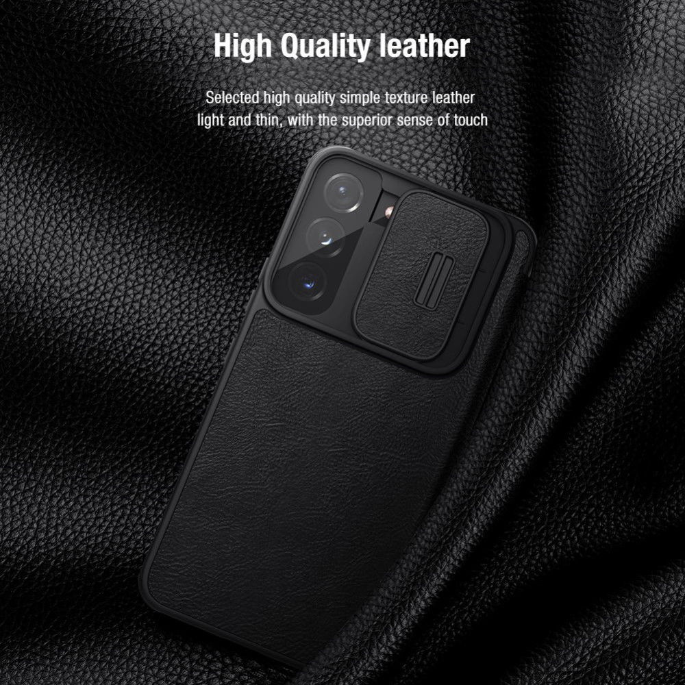 Nillkin Qin Samsung Galaxy S22 Plus Hoesje met Camera Slider Bruin afbeelding 7