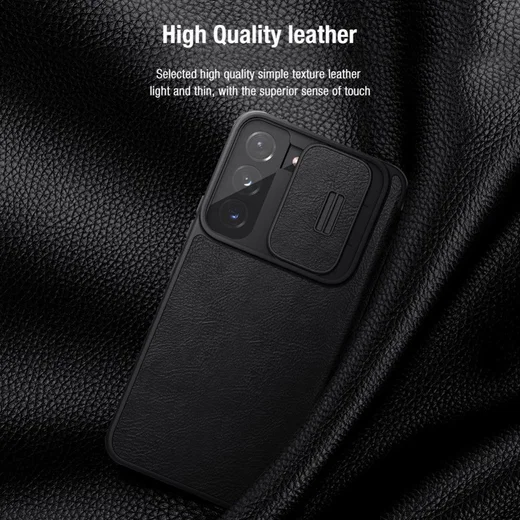 Nillkin Qin Samsung Galaxy S22 Plus Hoesje met Camera Slider Bruin afbeelding 7