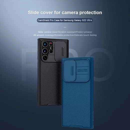 Nillkin CamShield Samsung Galaxy S22 Ultra Hoesje Siliconen Blauw afbeelding 8