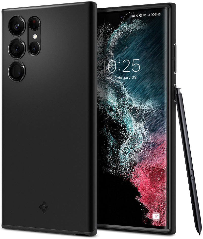 Spigen Thin Fit Samsung Galaxy S22 Ultra Hoesje Back Cover Zwart afbeelding 1