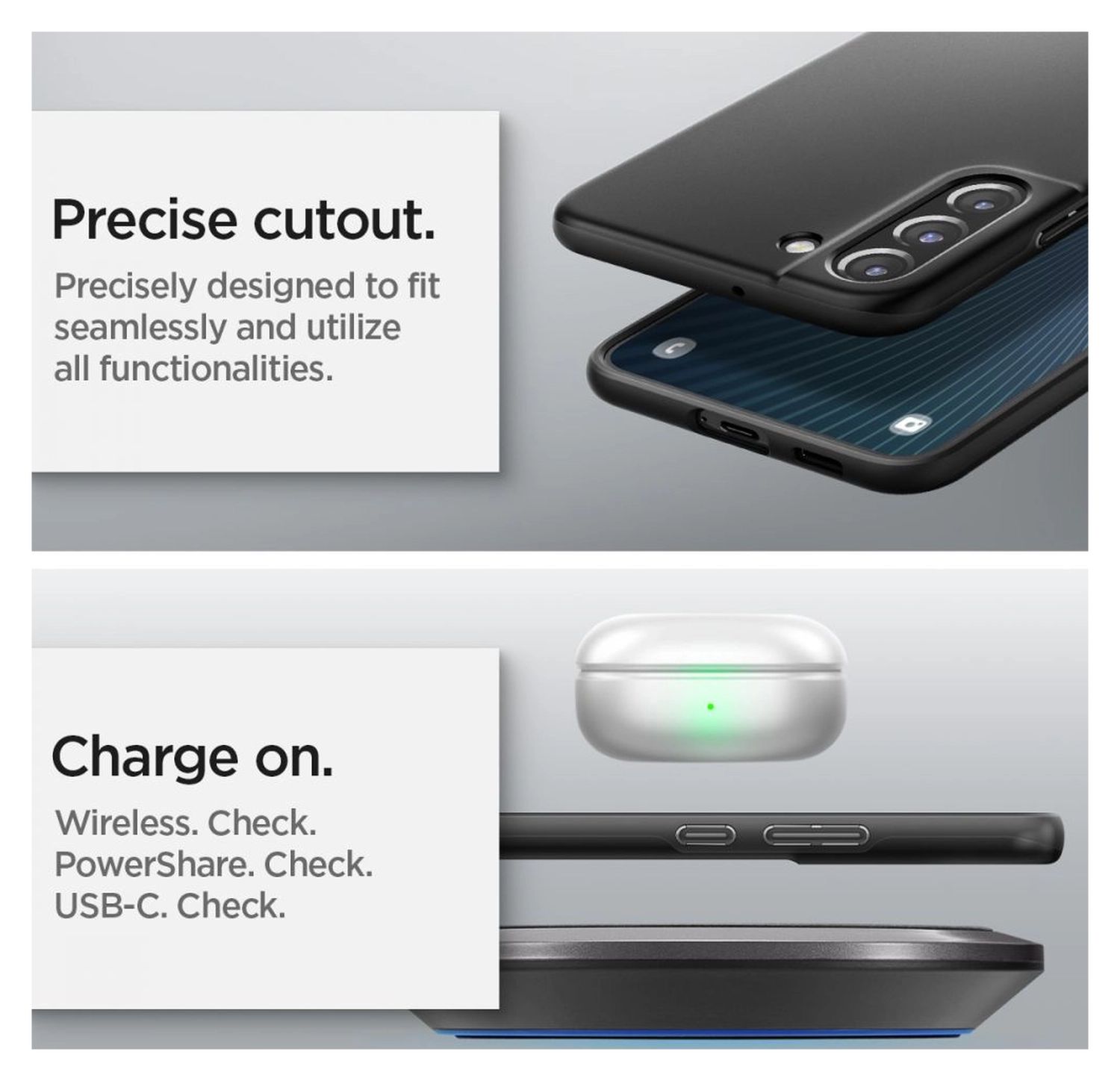 Spigen Thin Fit Samsung Galaxy S22 Hoesje Back Cover Zwart afbeelding 6