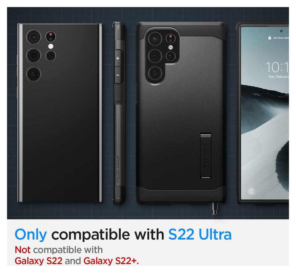 Spigen Tough Armor Samsung Galaxy S22 Ultra Hoesje Zwart afbeelding 8