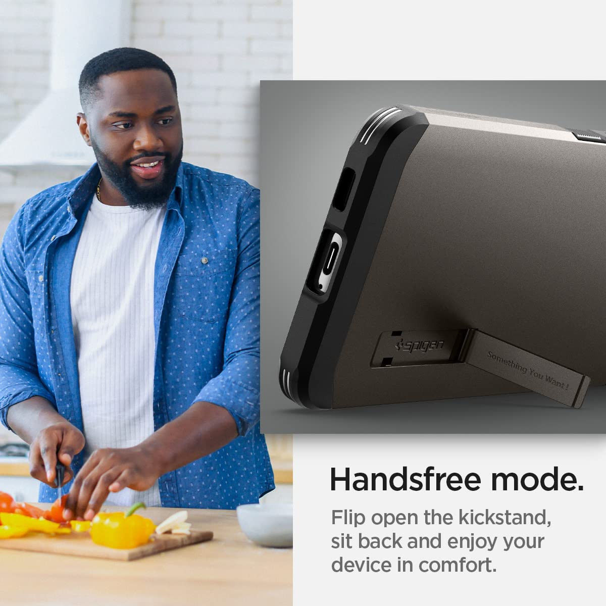 Spigen Tough Armor Samsung Galaxy S22 Hoesje Back Cover Gunmetal afbeelding 6