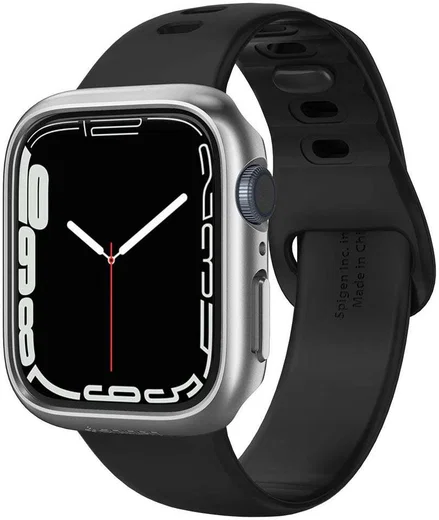 Spigen Thin Fit Apple Watch 7/8/9 45MM Case Hard Plastic Bumper Grijs afbeelding 1