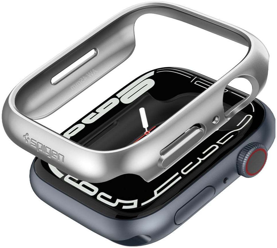 Spigen Thin Fit Apple Watch 7/8/9 45MM Case Hard Plastic Bumper Grijs afbeelding 2