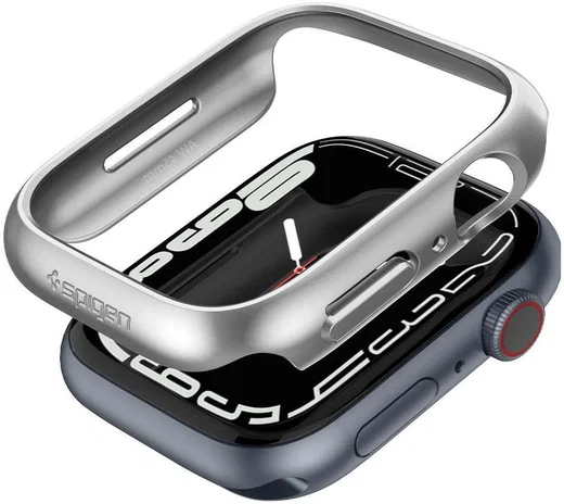 Spigen Thin Fit Apple Watch 7/8/9 45MM Case Hard Plastic Bumper Grijs afbeelding 2