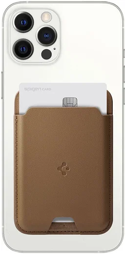 Spigen Valentinus Universele Magnetische MagSafe Kaarthouder Bruin afbeelding 1