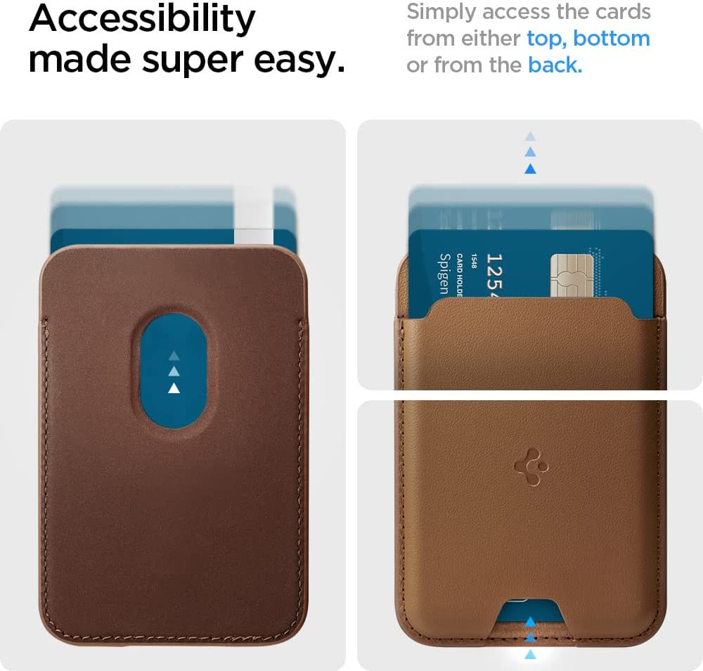 Spigen Valentinus Universele Magnetische MagSafe Kaarthouder Bruin afbeelding 5