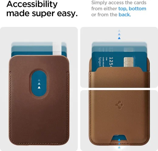 Spigen Valentinus Universele Magnetische MagSafe Kaarthouder Bruin afbeelding 5