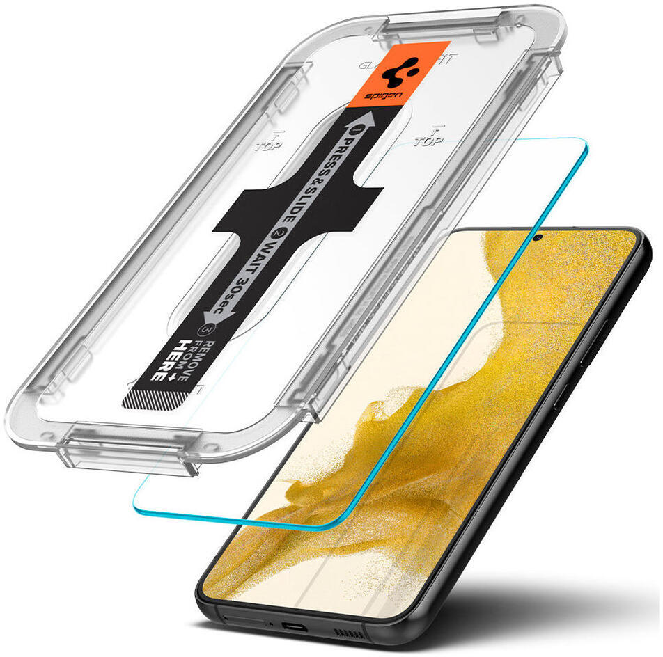 Spigen EZ Fit GLAS.tR Samsung Galaxy S22 Screen Protector (2-Pack) afbeelding 3