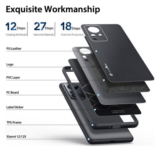 Dux Ducis Fino Series Xiaomi 12 / 12X Hoesje Back Cover Zwart afbeelding 6