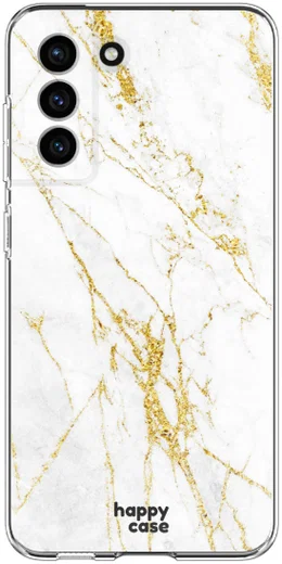 HappyCase Samsung Galaxy S21 FE Hoesje Flexibel TPU Wit Marmer Print afbeelding 1