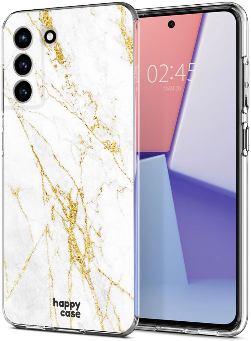 HappyCase Samsung Galaxy S21 FE Hoesje Flexibel TPU Wit Marmer Print afbeelding 2