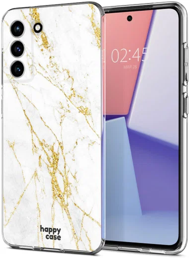 HappyCase Samsung Galaxy S21 FE Hoesje Flexibel TPU Wit Marmer Print afbeelding 2