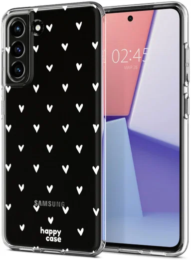 HappyCase Samsung Galaxy S21 FE Hoesje Flexibel TPU Hartjes Print afbeelding 2