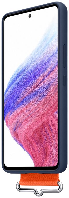 Origineel Samsung Galaxy A53 Hoesje Silicone Cover met Band Blauw afbeelding 4