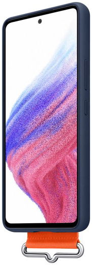 Origineel Samsung Galaxy A53 Hoesje Silicone Cover met Band Blauw afbeelding 4