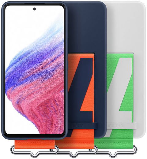 Origineel Samsung Galaxy A53 Hoesje Silicone Cover met Band Blauw afbeelding 7