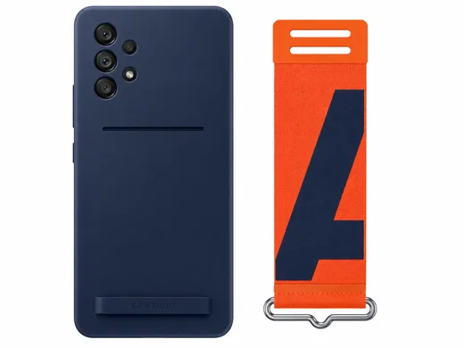 Origineel Samsung Galaxy A53 Hoesje Silicone Cover met Band Blauw afbeelding 2