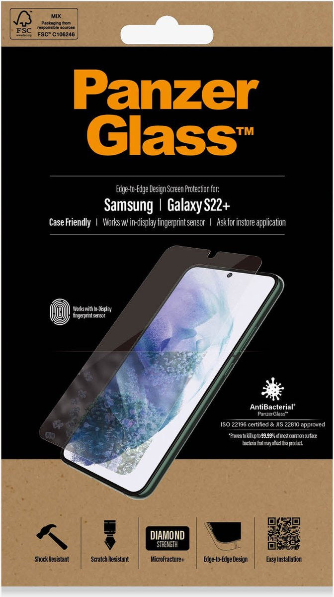 PanzerGlass Samsung Galaxy S22 Plus Fingerprint & Case Friendly afbeelding 1