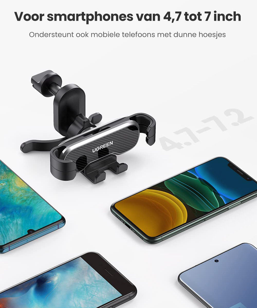 UGREEN Universele Ventilatierooster Autohouder voor Telefoons Zwart afbeelding 10