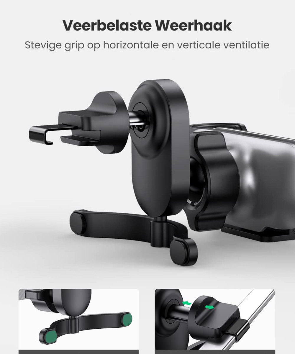 UGREEN Universele Ventilatierooster Autohouder voor Telefoons Zwart afbeelding 7
