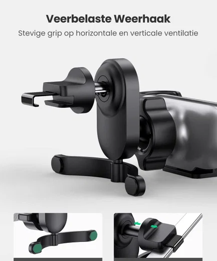 UGREEN Universele Ventilatierooster Autohouder voor Telefoons Zwart afbeelding 7