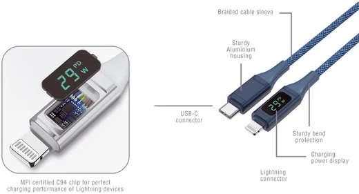 4smarts DigitCord 30W USB-C naar Lightning Kabel MFI 3A Blauw 1.5M afbeelding 7