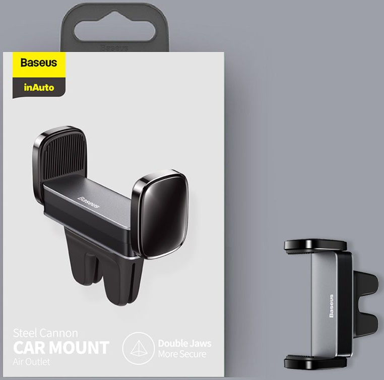 Baseus Steel Cannon Compacte Ventilatierooster Telefoonhouder Zwart afbeelding 12