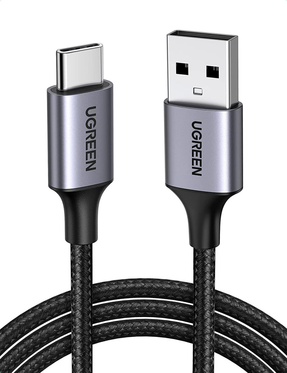 UGREEN Gevlochten USB-A naar USB-C Kabel 3A Fast Charge 1 Meter Zwart afbeelding 1