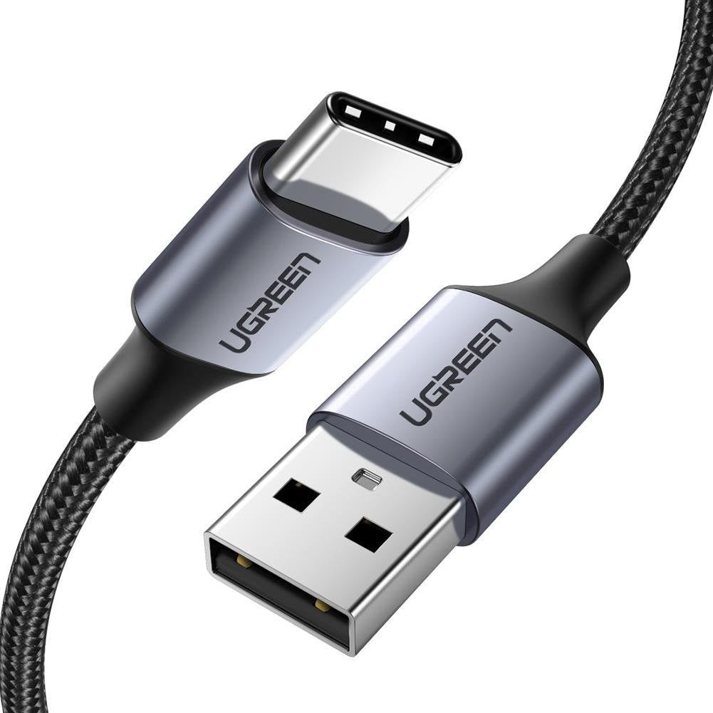 UGREEN Gevlochten USB-A naar USB-C Kabel 3A Fast Charge 1 Meter Zwart afbeelding 2