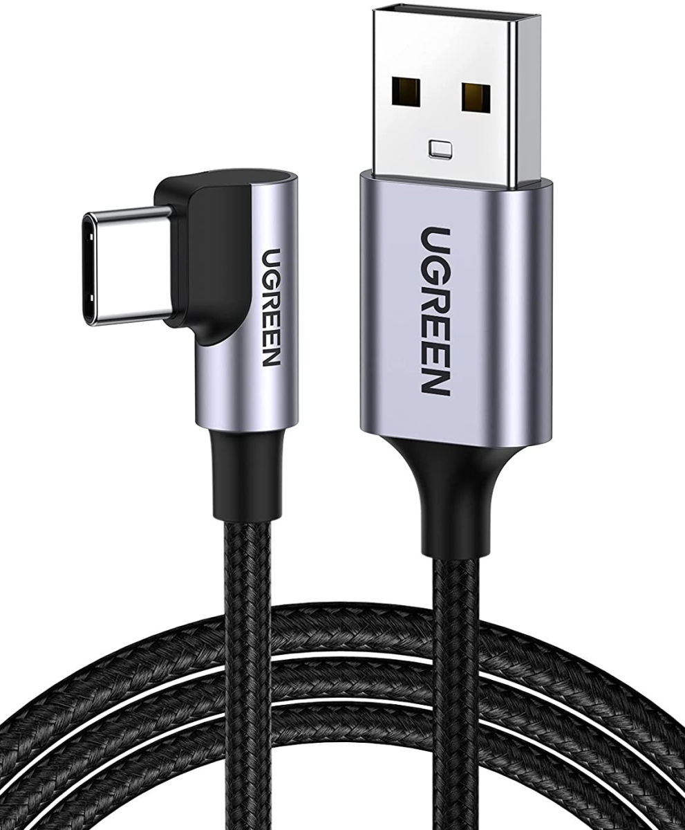 UGREEN 90° Haakse USB-A naar USB-C Kabel 3A Fast Charge 1 Meter Zwart afbeelding 1