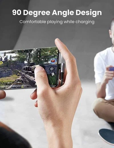 UGREEN 90° Haakse USB-A naar USB-C Kabel 3A Fast Charge 1 Meter Zwart afbeelding 3