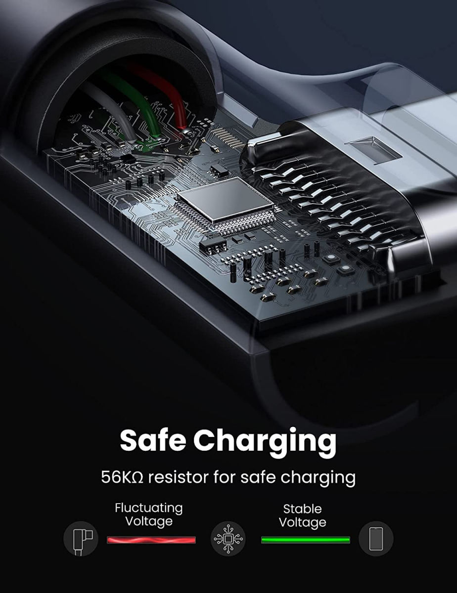 UGREEN 90° Haakse USB-A naar USB-C Kabel 3A Fast Charge 1 Meter Zwart afbeelding 6