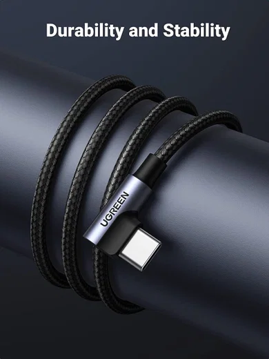 UGREEN 90° Dubbel Haakse USB-A naar USB-C Kabel 3A 1 Meter Zwart afbeelding 7