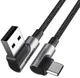 UGREEN 90° Dubbel Haakse USB-A naar USB-C Kabel 3A 1 Meter Zwart afbeelding 2