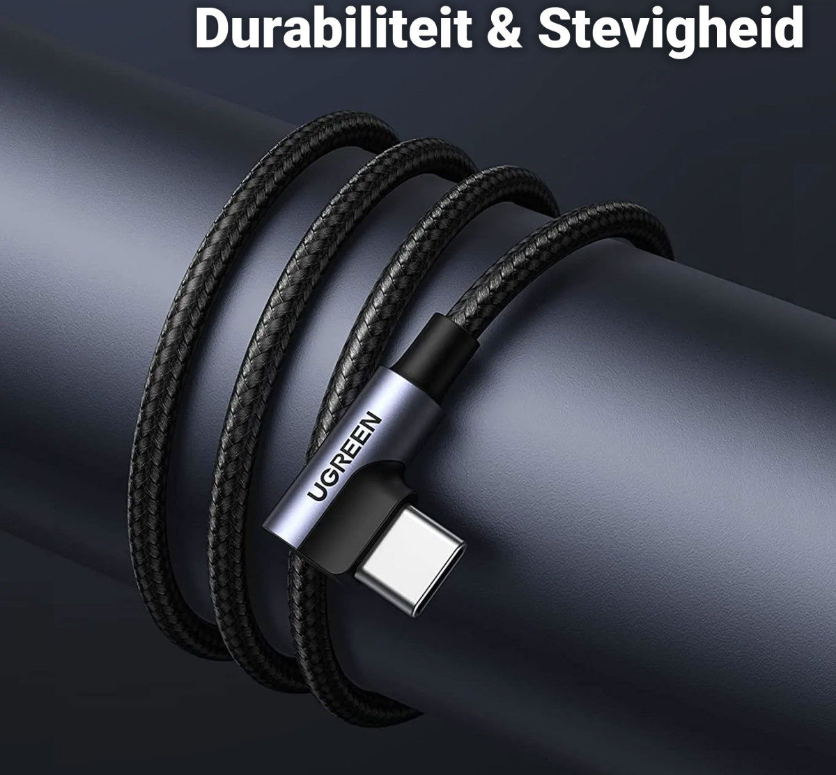 UGREEN 90° Dubbel Haakse USB-A naar USB-C Kabel 3A 2 Meter Zwart afbeelding 6