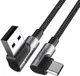 UGREEN 90° Dubbel Haakse USB-A naar USB-C Kabel 3A 2 Meter Zwart afbeelding 2