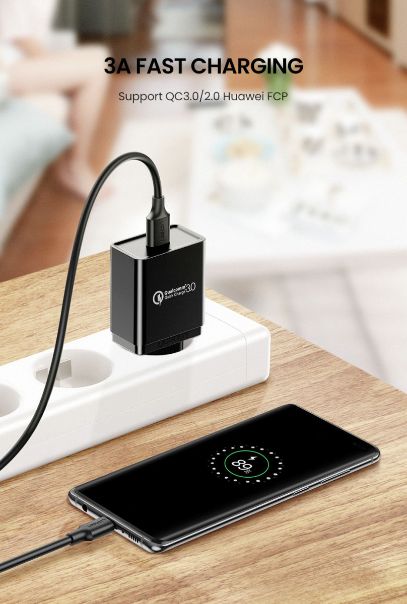 UGREEN USB-A naar USB-C Kabel USB 3.0 / 3A Fast Charge 2 Meter Zwart afbeelding 2