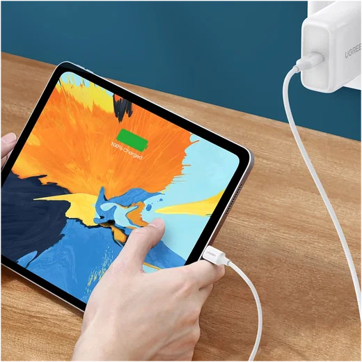 UGREEN USB-C naar USB-C Kabel 60W Data en Oplaadkabel 1.5M Wit afbeelding 3