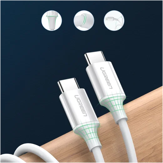 UGREEN USB-C naar USB-C Kabel 60W Data en Oplaadkabel 1.5M Wit afbeelding 7